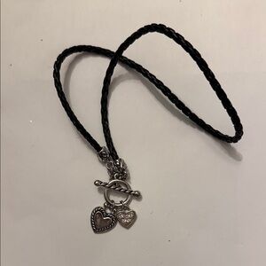 Lia Sophia Elegant Black and Silver Heart Charm Necklace